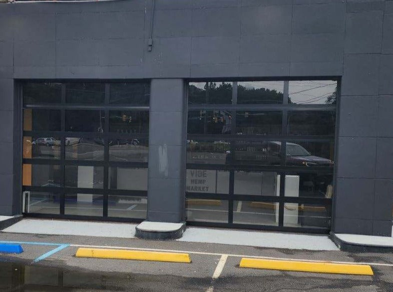 10 FT Wide By 9 FT Tall Full View Garage Door Matt Black Finish With Clear Glass