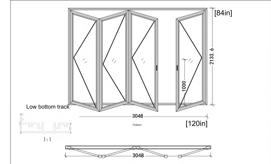 10 Ft Wide By 7 Ft Tall (120" By 84") Aluminum Bi Fold Patio Door  Outswing  Thermal Break Insulated Matt Black Finish