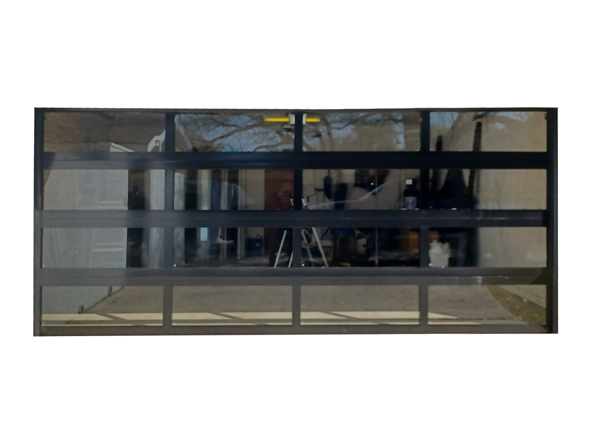 14 FT Wide By 8 FT Tall Full View Garage Door Matt Black Finish With Clear Glass