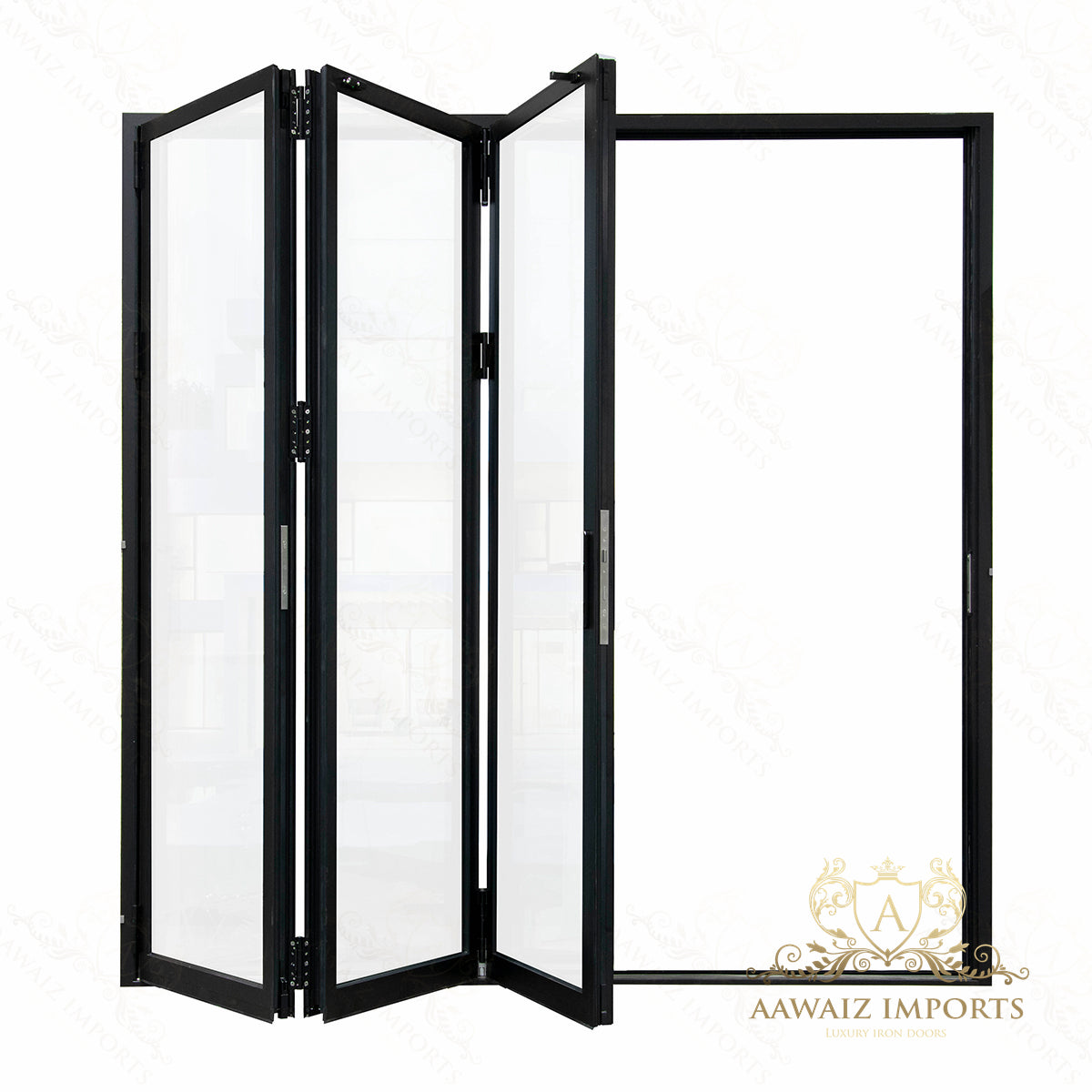 8 Ft Wide By 7 Ft Tall (96" By 84") Aluminum Bi Fold Patio Door Outswing  Thermal Break Insulated Matt Black Finish