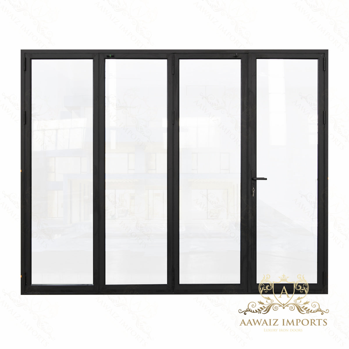 10 Ft Wide By 7 Ft Tall (120" By 84") Aluminum Bi Fold Patio Door  Outswing  Thermal Break Insulated Matt Black Finish