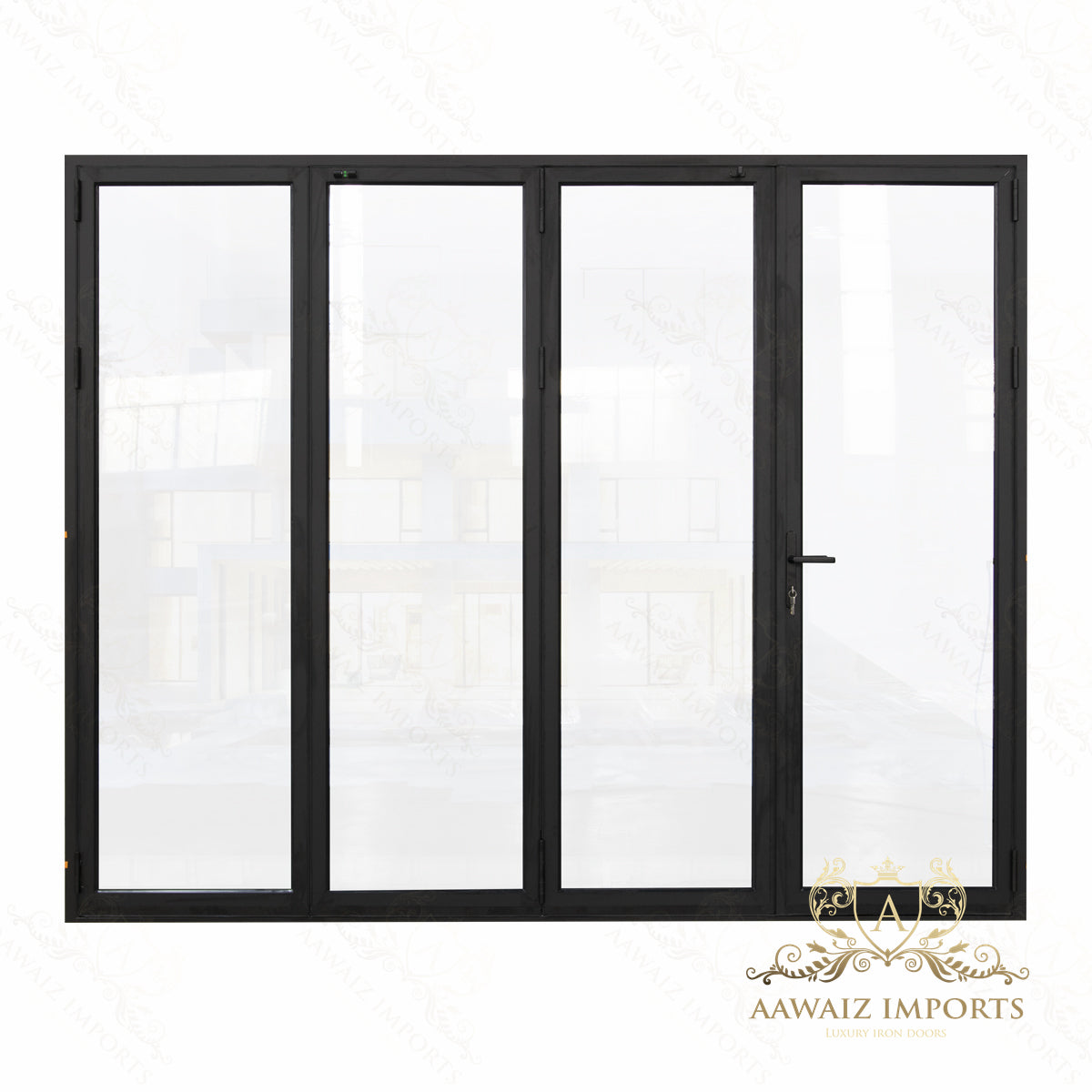 10 Ft Wide By 9 Ft Tall (120" By 108") Aluminum Bi Fold Patio Door Outswing  Thermal Break Insulated Matt Black Finish
