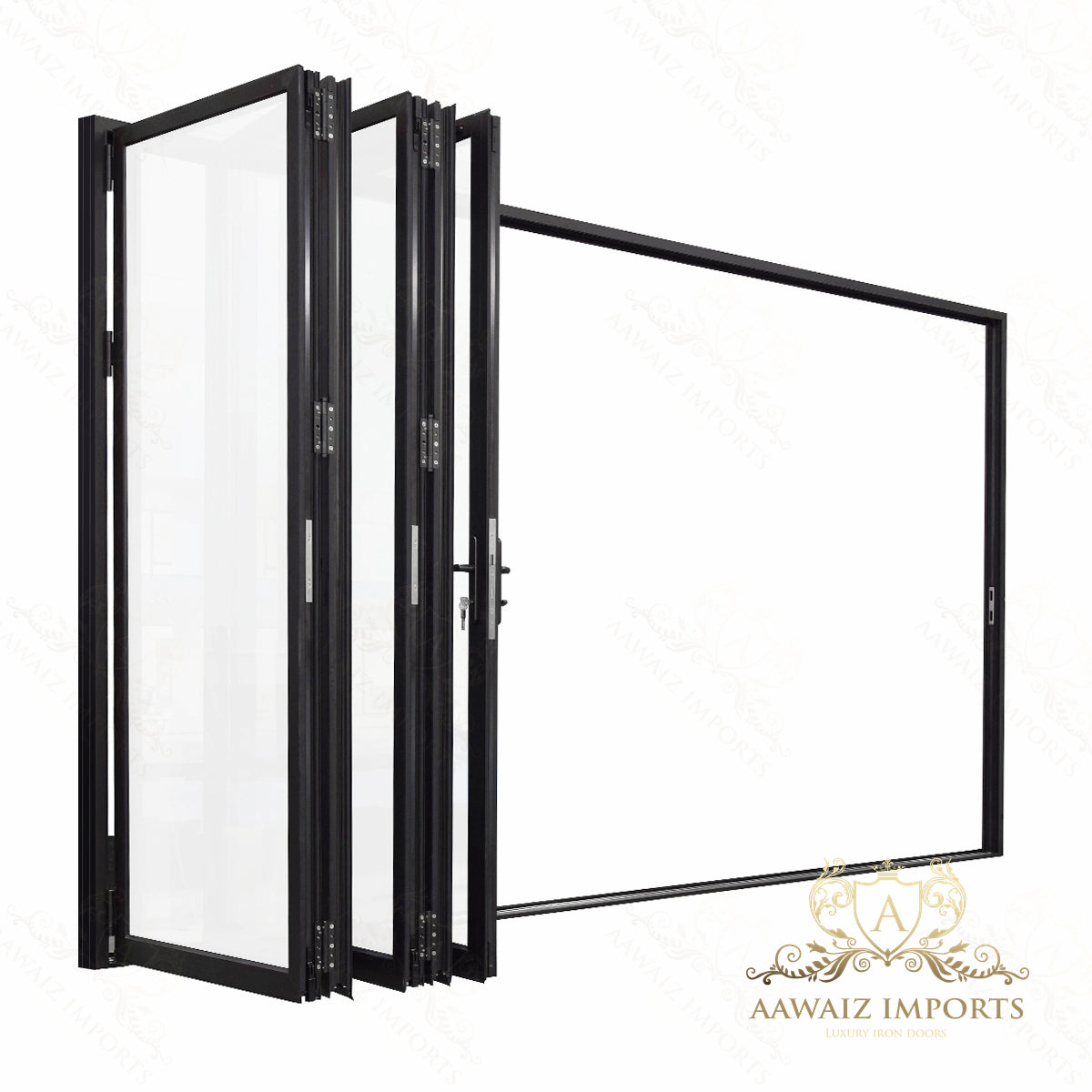 12 Ft Wide By 9 Ft Tall (144" By 108") Aluminum Bi Fold Patio Door  Outswing  Thermal Break Insulated Matt Black Finish