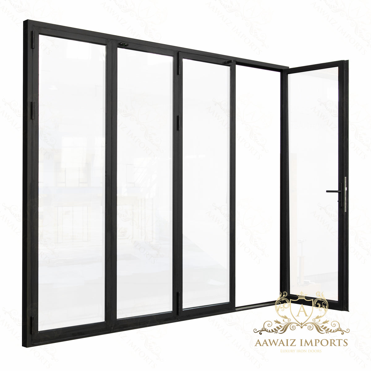 10 Ft Wide By 7 Ft Tall (120" By 84") Aluminum Bi Fold Patio Door  Outswing  Thermal Break Insulated Matt Black Finish
