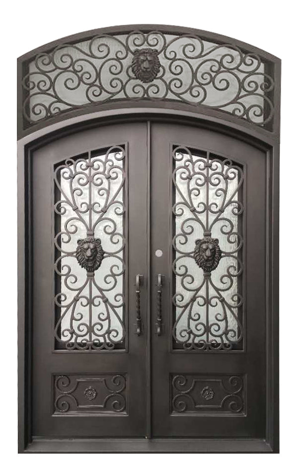 Alvin Model Front Entry Door With Transom 72 By 120  Dark Bronze Finish - AAWAIZ IMPORTS