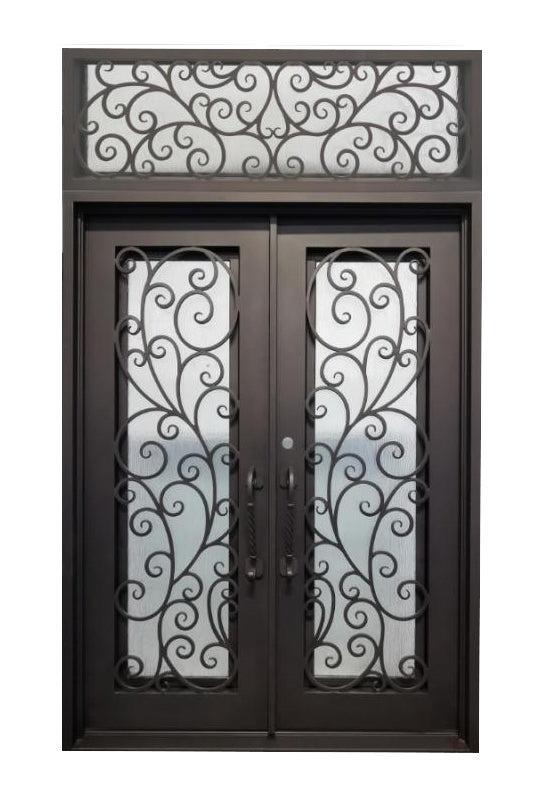 Benbrook Model Front Entry Door With Transom 72 By 120  Dark Bronze Finish - AAWAIZ IMPORTS