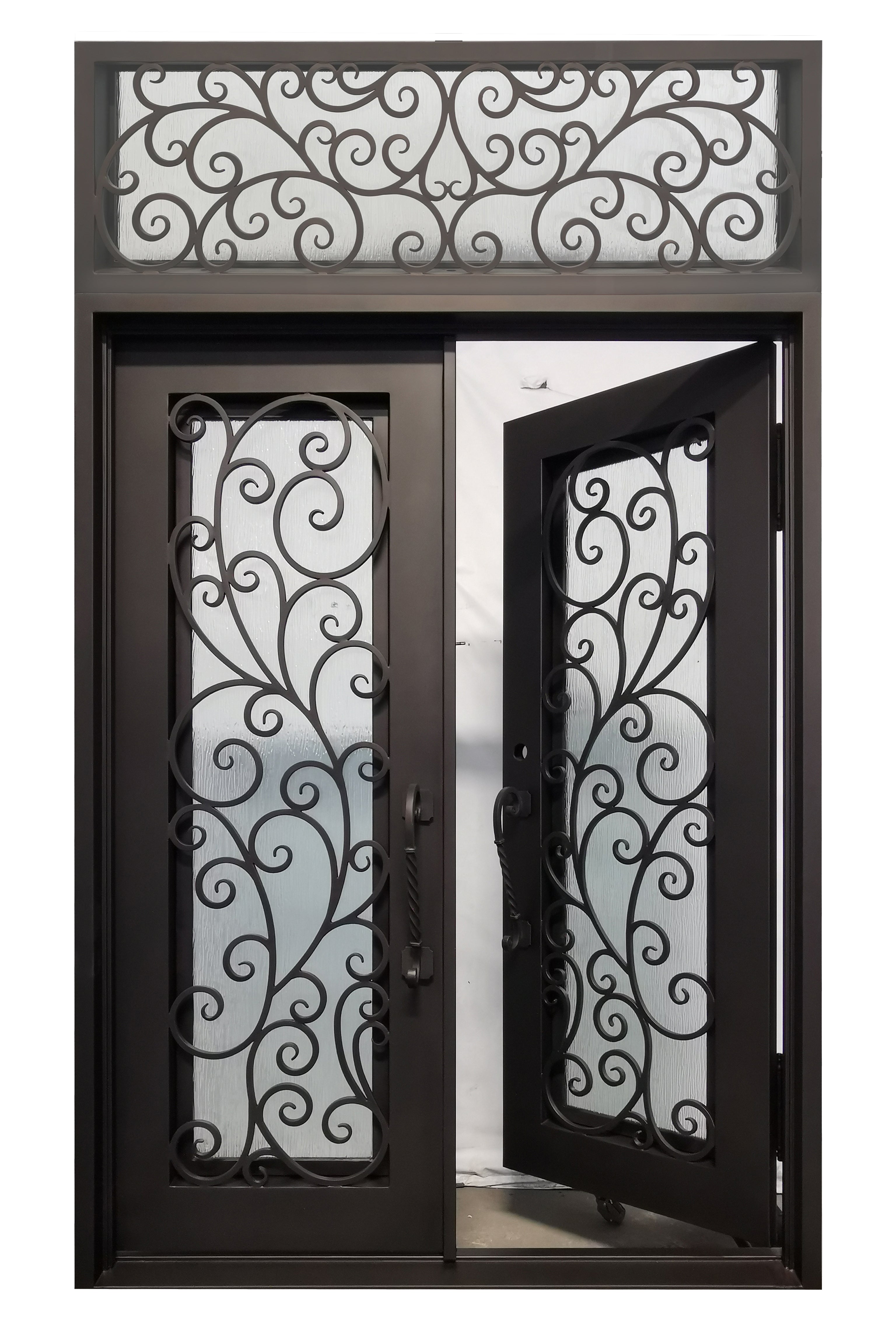 Benbrook Model Front Entry Door With Transom 72 By 120  Dark Bronze Finish - AAWAIZ IMPORTS