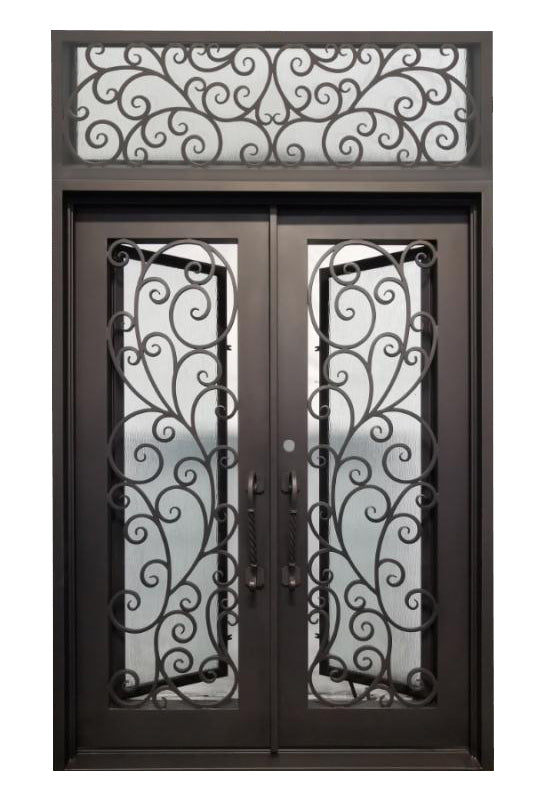 Benbrook Model Front Entry Door With Transom 72 By 120  Dark Bronze Finish - AAWAIZ IMPORTS