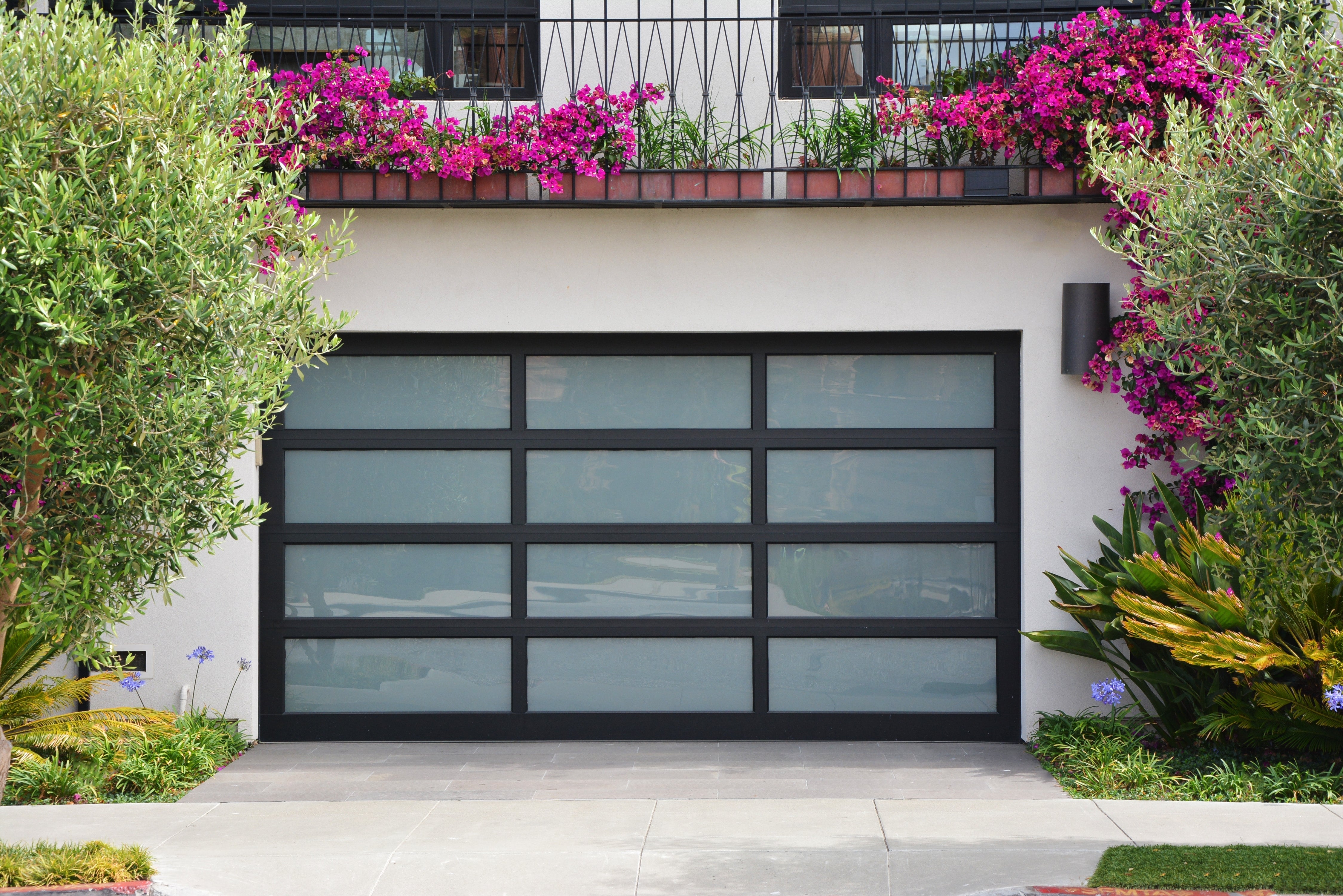 10 X 8  Full View Modern Garage Door With Matte Black Finish With Frosted Glass - nickkys garage doors