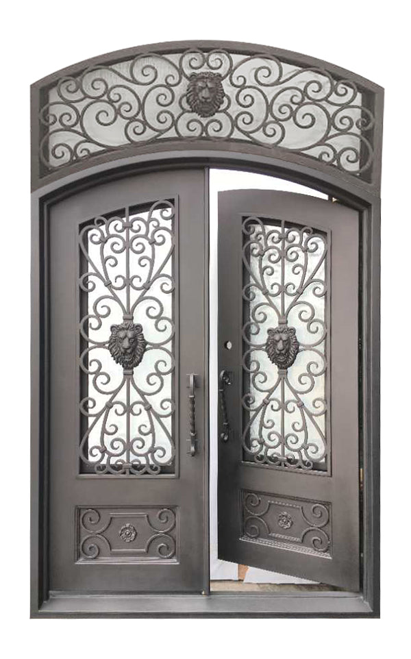 Alvin Model Front Entry Door With Transom 72 By 120  Dark Bronze Finish - AAWAIZ IMPORTS