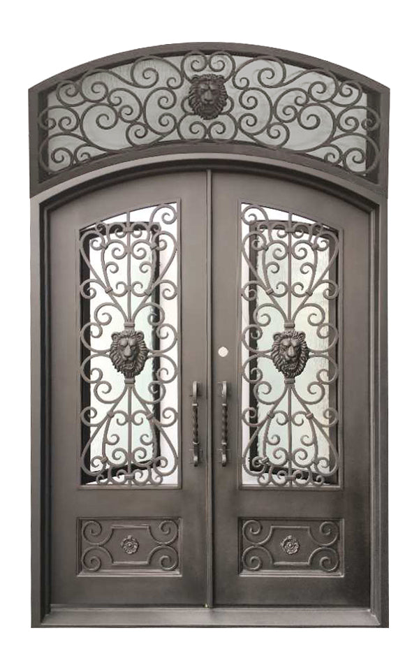 Alvin Model Front Entry Door With Transom 72 By 120  Dark Bronze Finish - AAWAIZ IMPORTS