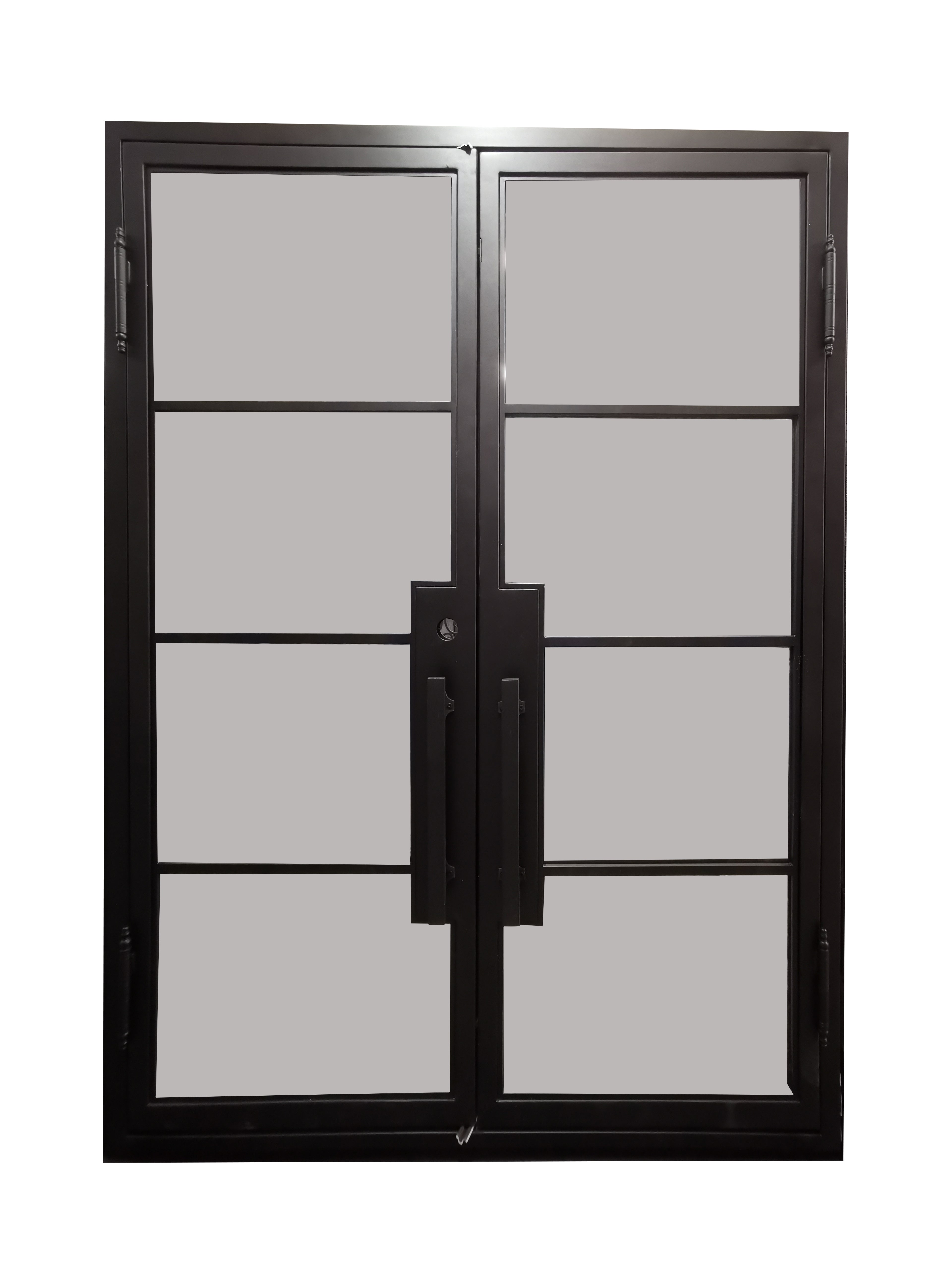 Dallas Double Front Entry Iron Door With Tempered Low E Clear Glass Matt Black Finish - AAWAIZ IMPORTS