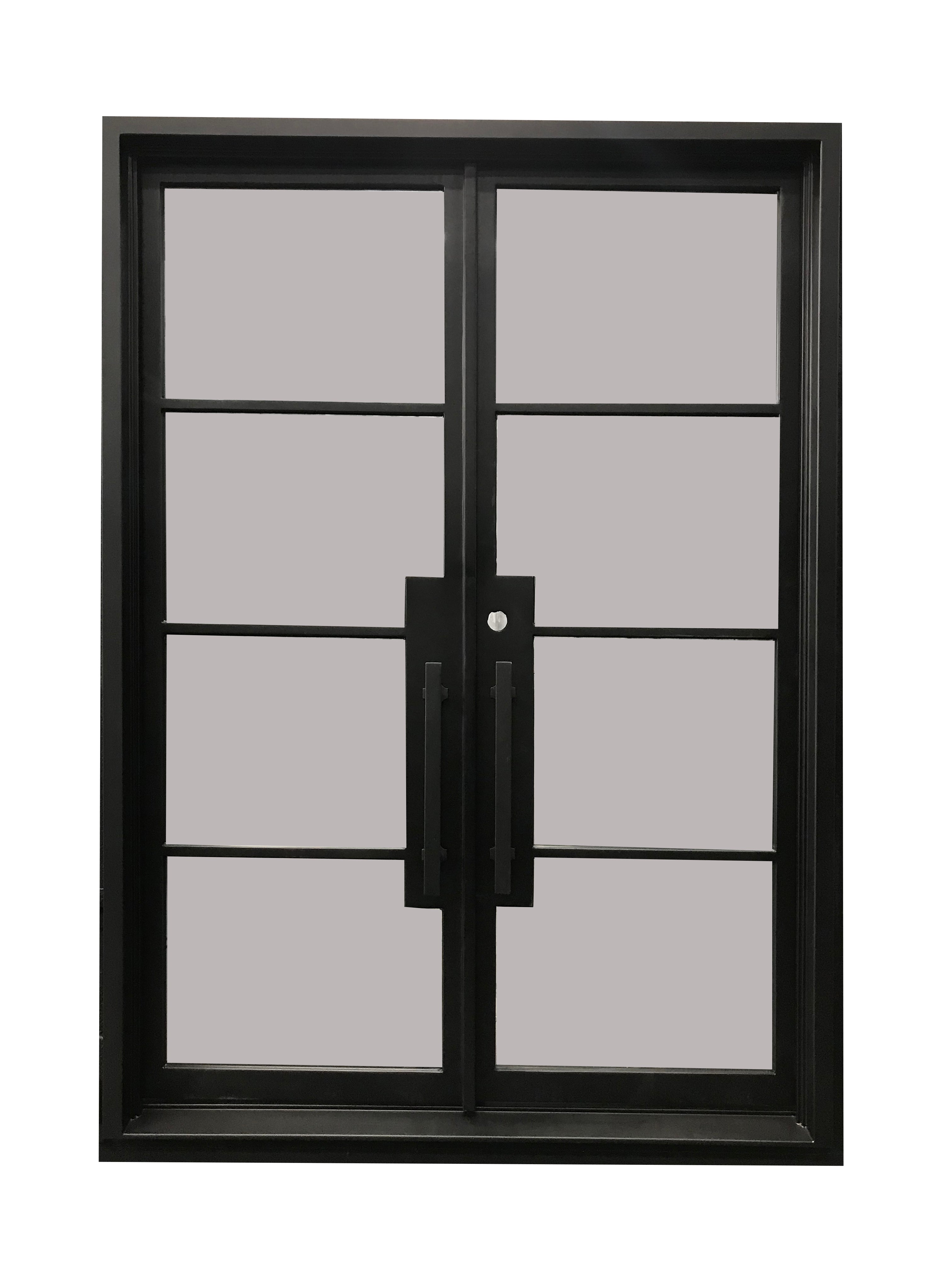 Dallas Double Front Entry Iron Door With Tempered Low E Clear Glass Matt Black Finish - AAWAIZ IMPORTS