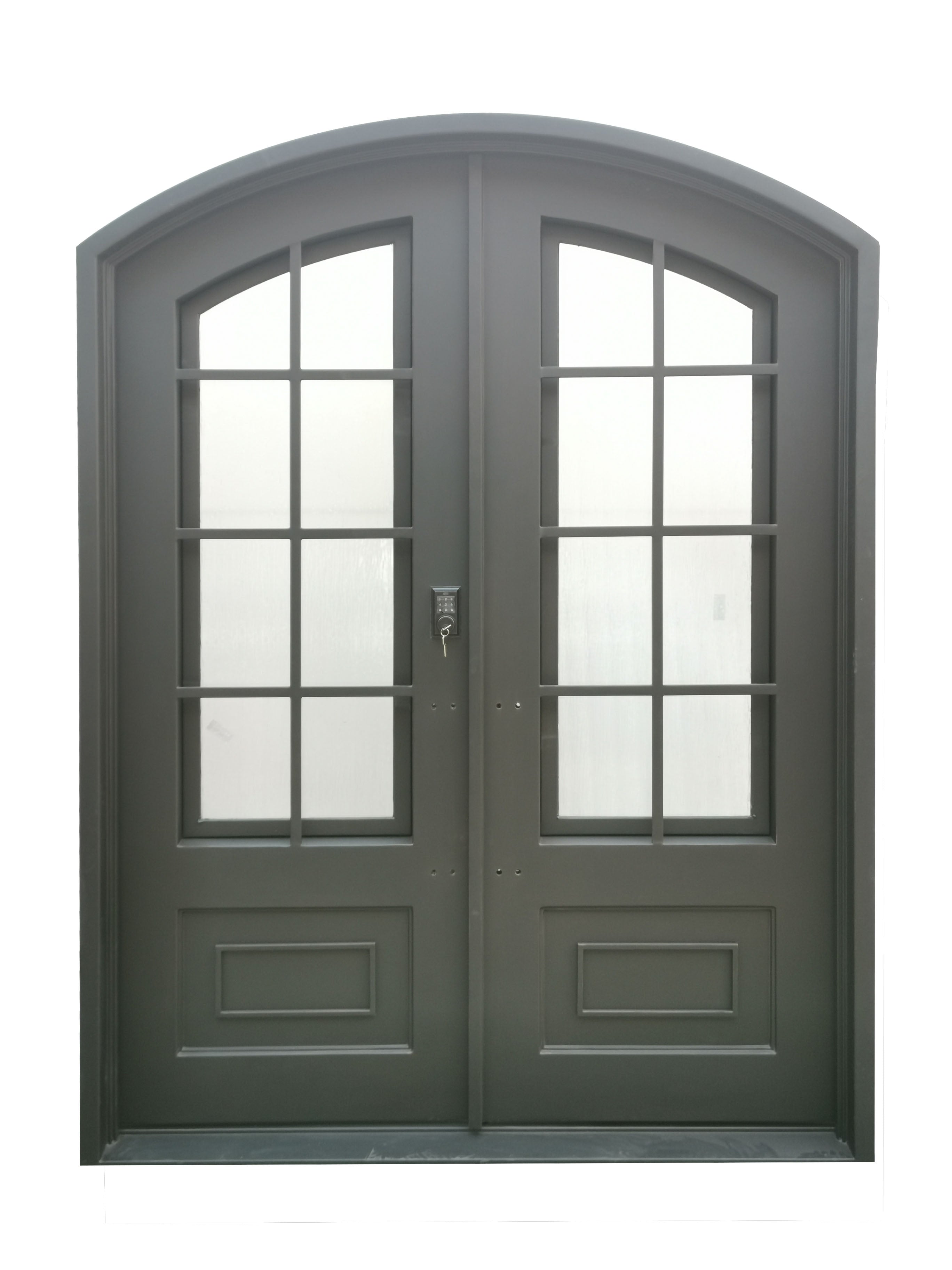 Anderson Model Double Front Entry Iron Door With Tempered Rain Glass Dark Bronze Finish - AAWAIZ IMPORTS