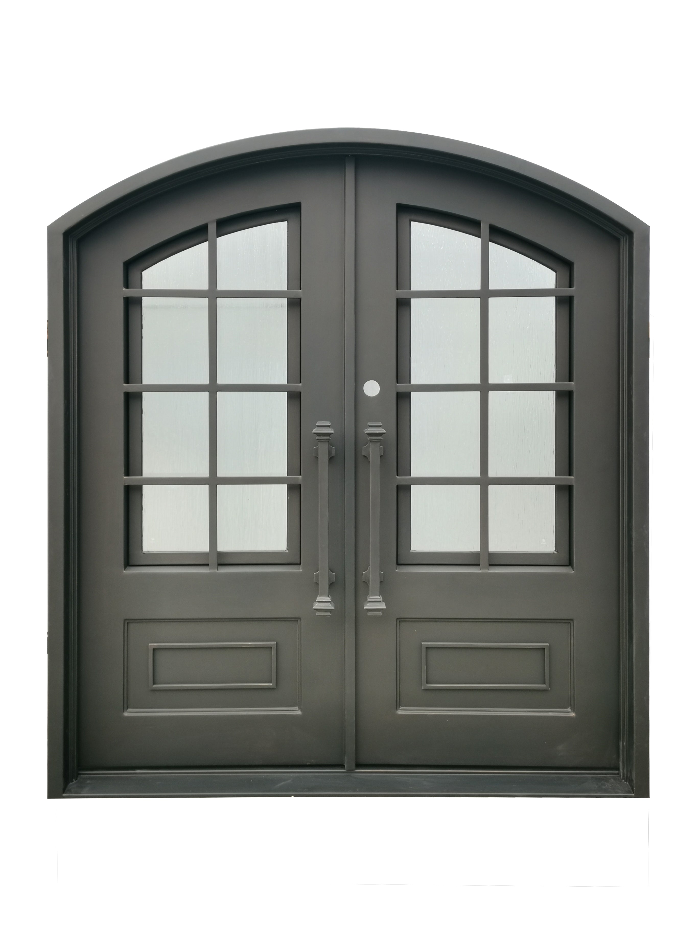 Anderson Model Double Front Entry Iron Door With Tempered Rain Glass Dark Bronze Finish - AAWAIZ IMPORTS