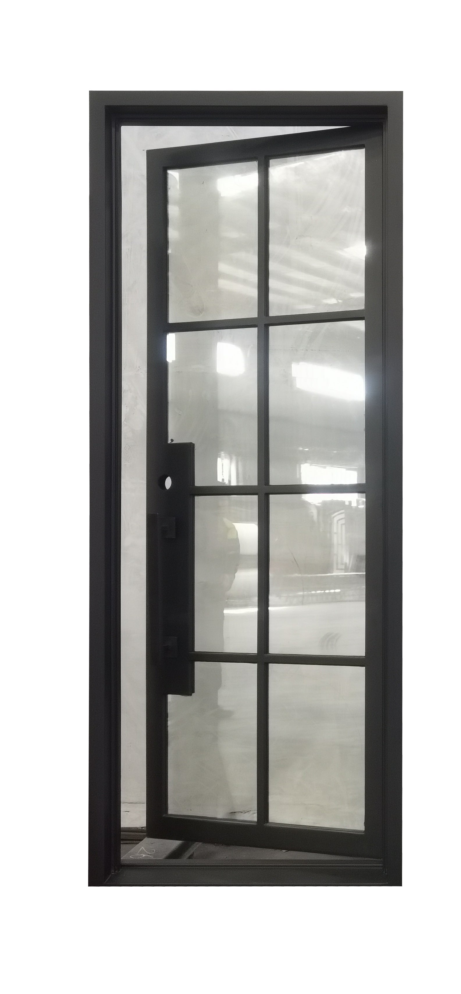 Bruceville Model Pre Hung Single Front Entry Wrought Iron Door With Low E Clear Glass Matte Black Finish