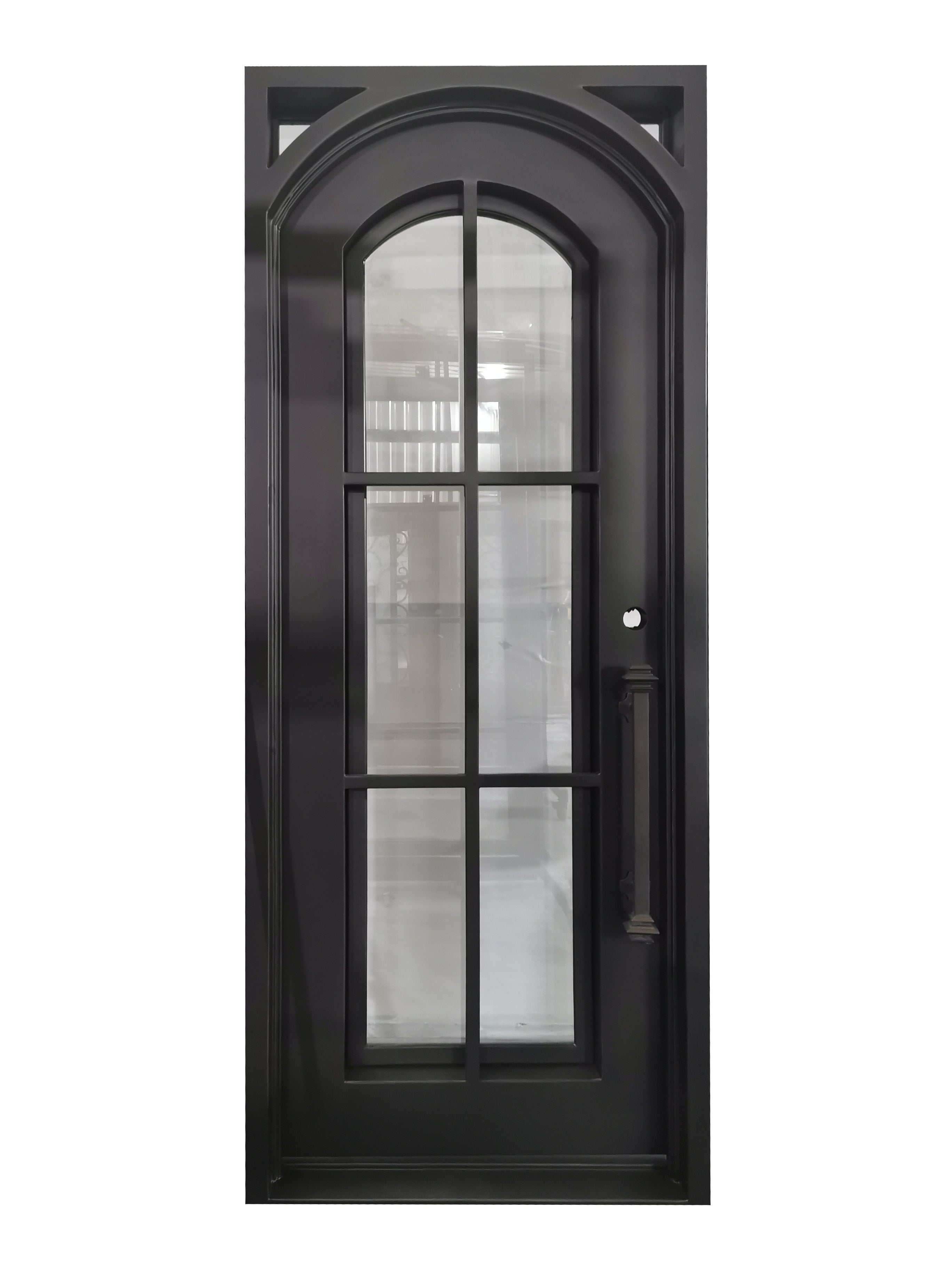 Covington Model Pre Hung Single Front Entry Wrought Iron Door With Low E Clear Glass