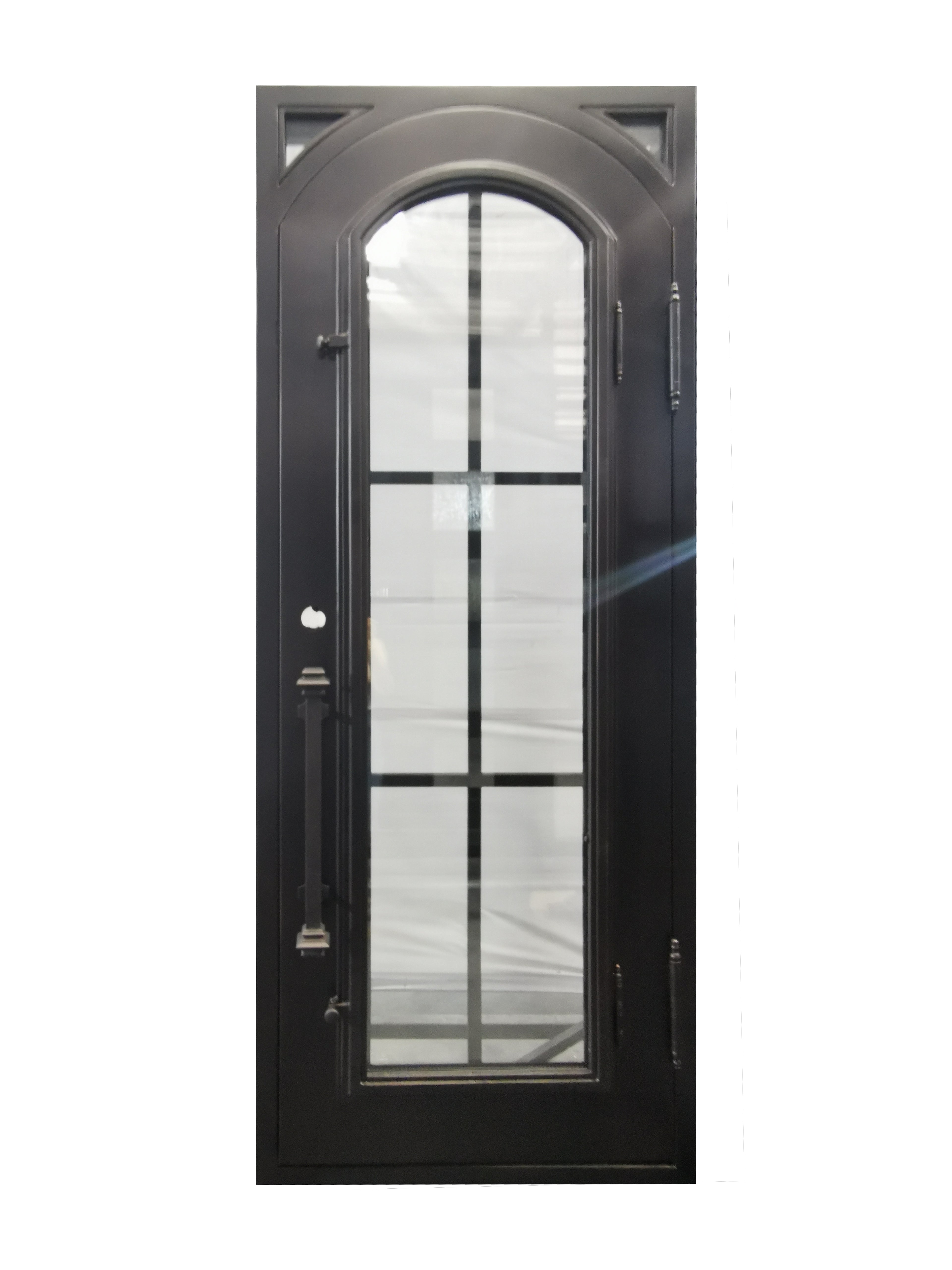 Covington Model Pre Hung Single Front Entry Wrought Iron Door With Low E Clear Glass