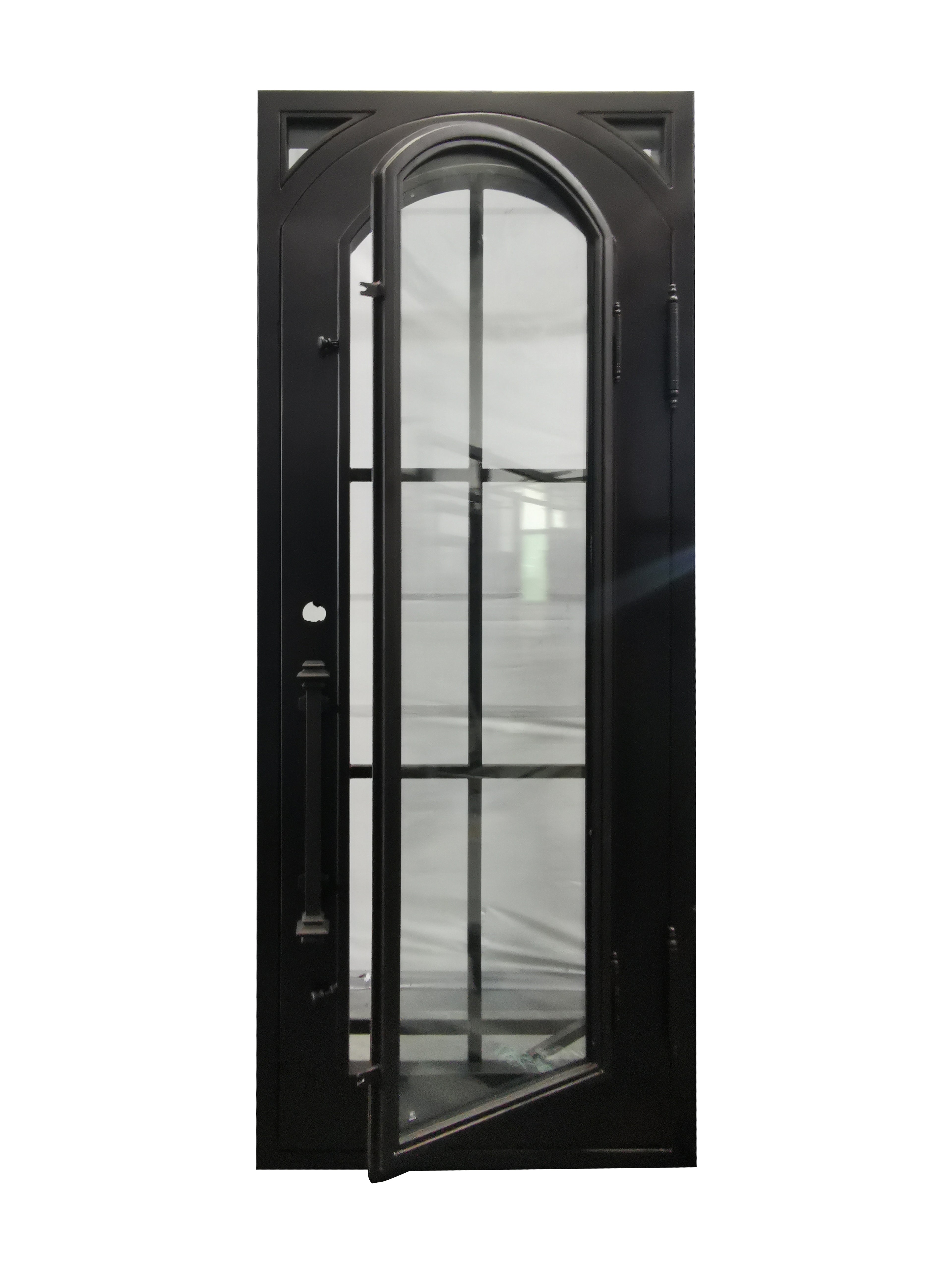 Covington Model Pre Hung Single Front Entry Wrought Iron Door With Low E Clear Glass