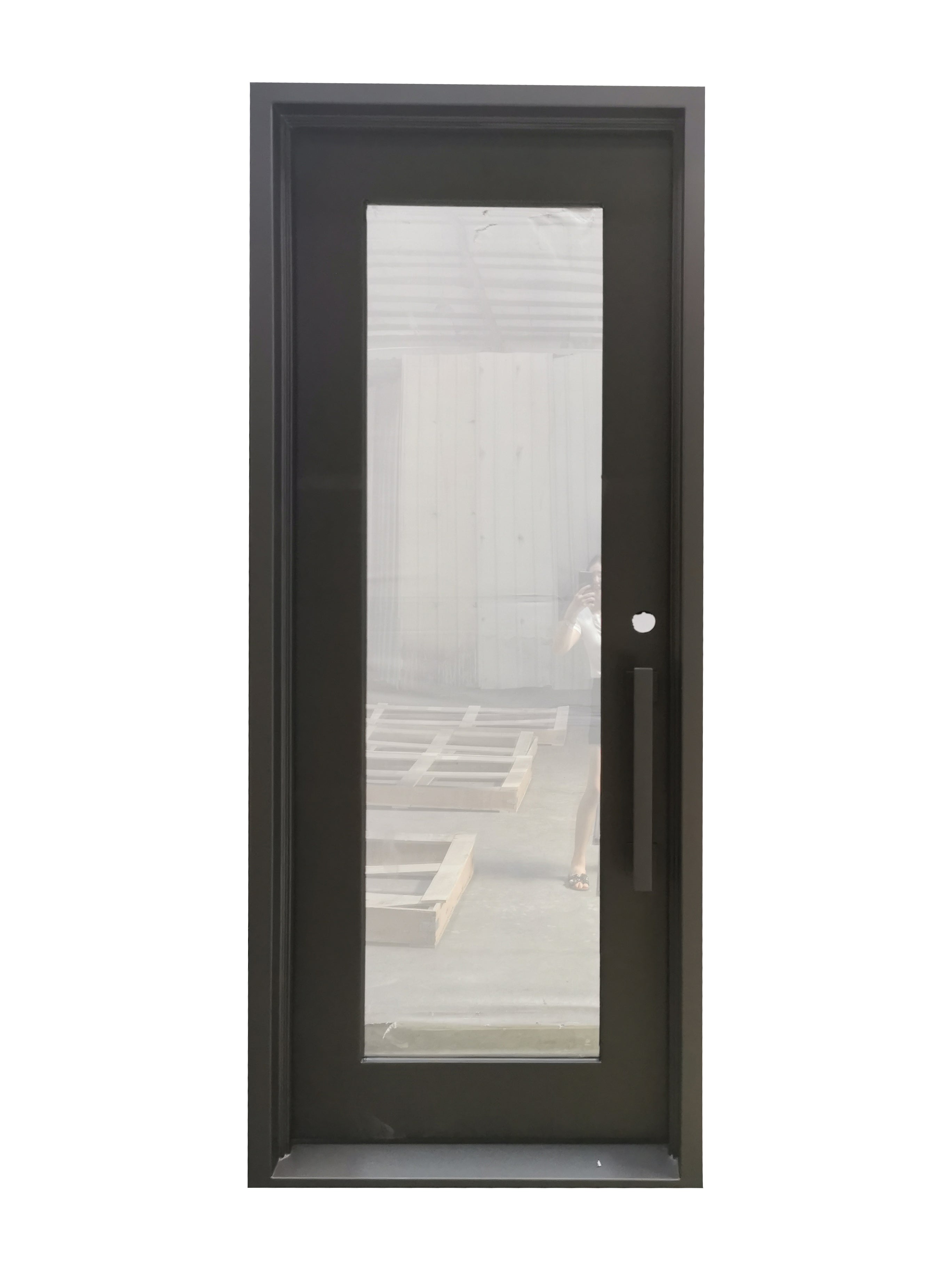 Acton Model Pre Hung Single Front Entry Wrought Iron Door With Clear Low E Glass