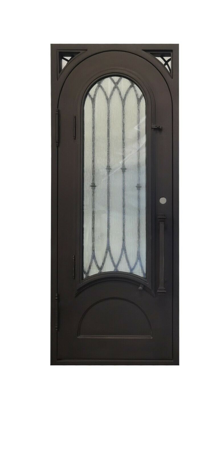 Austin Model Pre Hung Single Front Entry Wrought Iron Door With Rain Glass