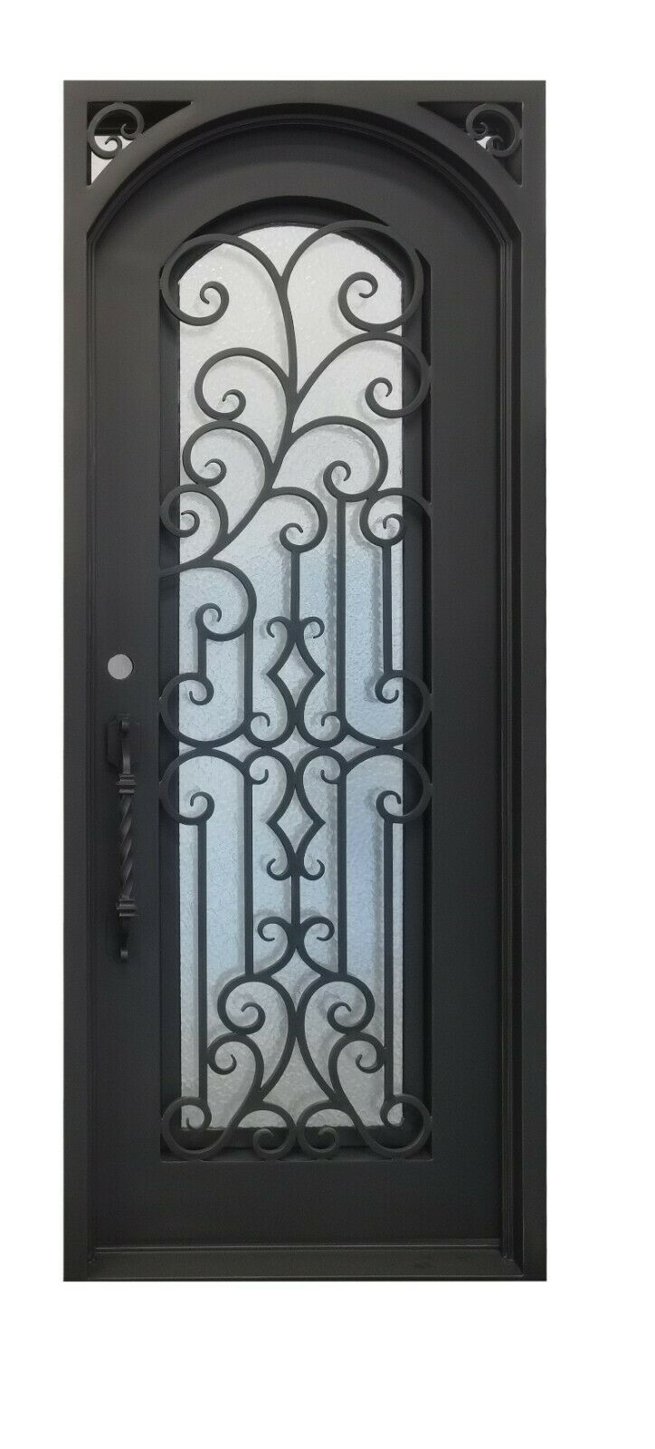 Hidalgo Model Pre Hung Single Front Entry Wrought Iron Door With Aqua Lite Glass