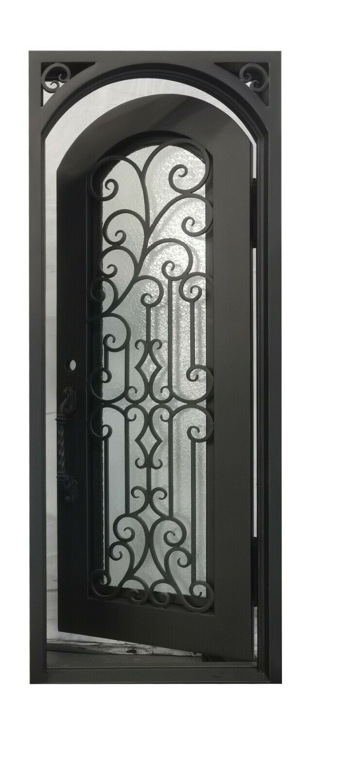 Hidalgo Model Pre Hung Single Front Entry Wrought Iron Door With Aqua Lite Glass