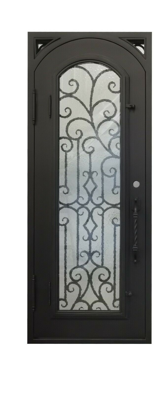 Hidalgo Model Pre Hung Single Front Entry Wrought Iron Door With Aqua Lite Glass